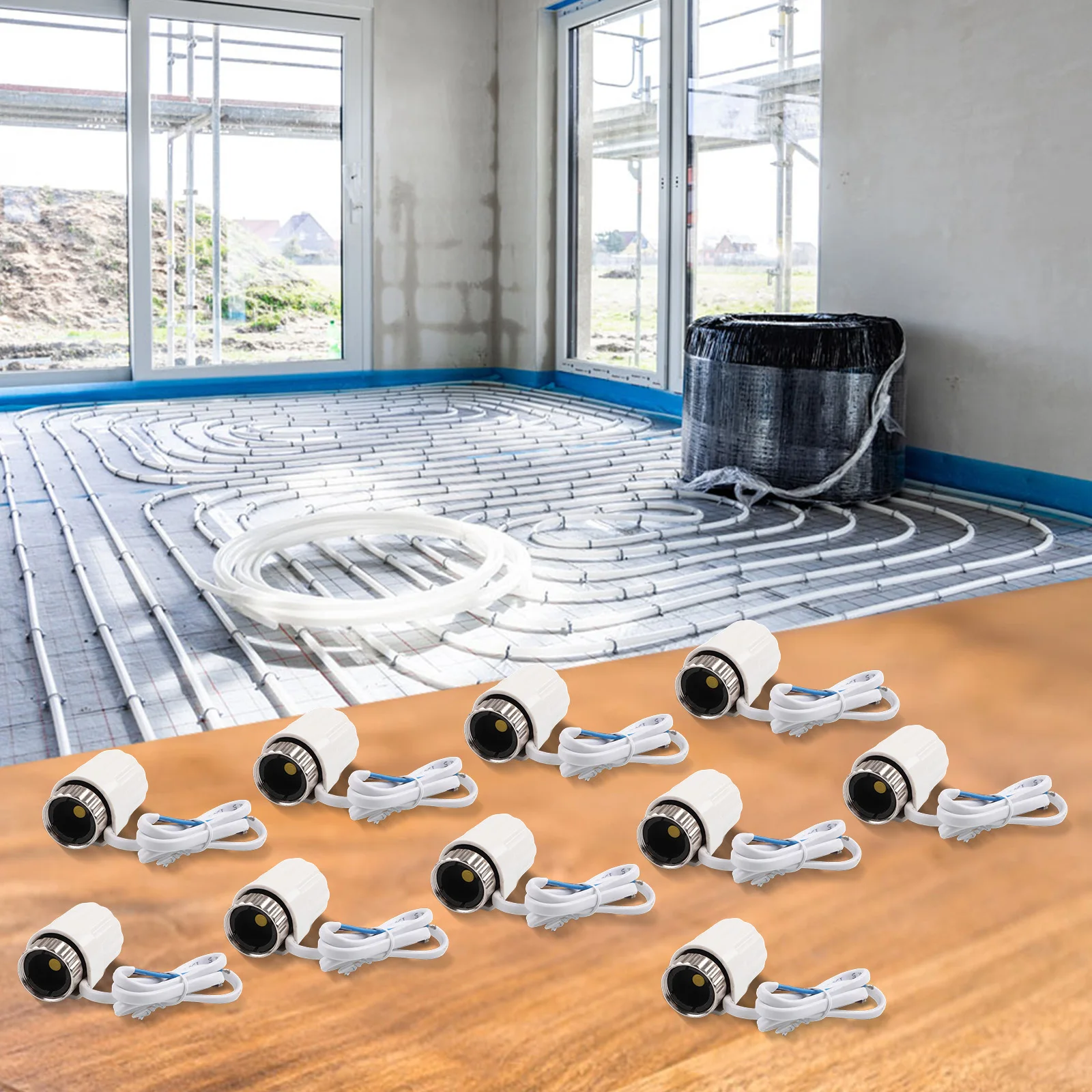 

10 шт. электрический привод нормально открытого типа AC230V для теплого пола, распределитель воды M30x1.5, электрический термостат-привод