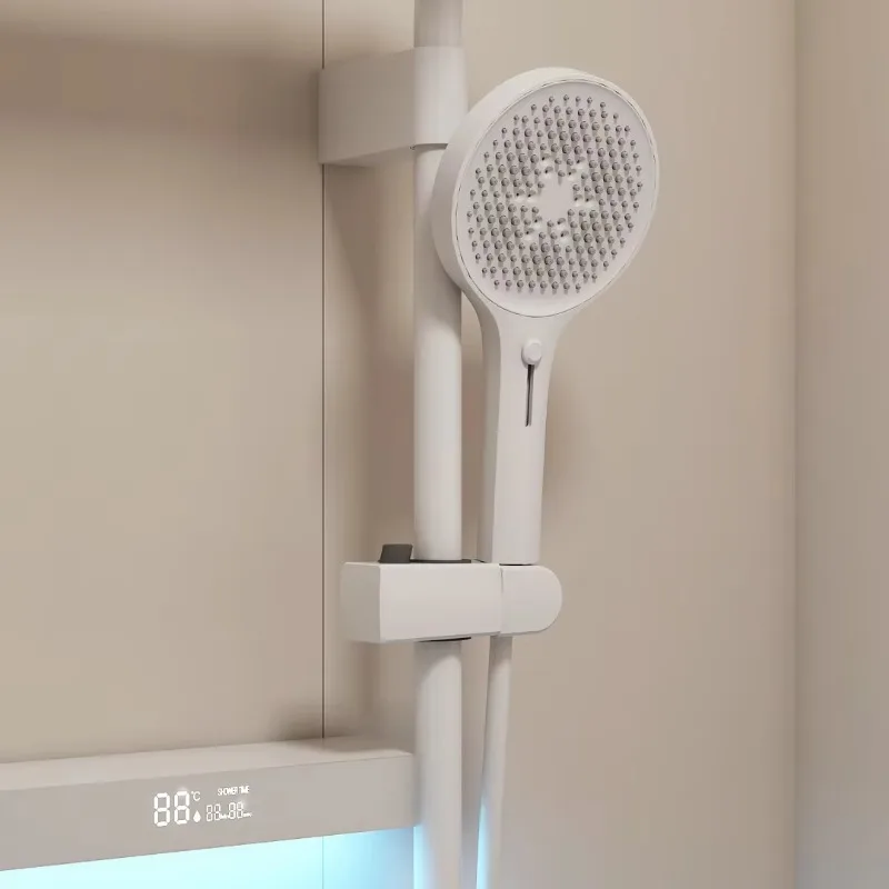 Sistem Shower Termostatik Pintar Dengan Layar Digital LED Kontrol Tombol Piano Mode Hujan dan Pijat Konstruksi Kuningan
