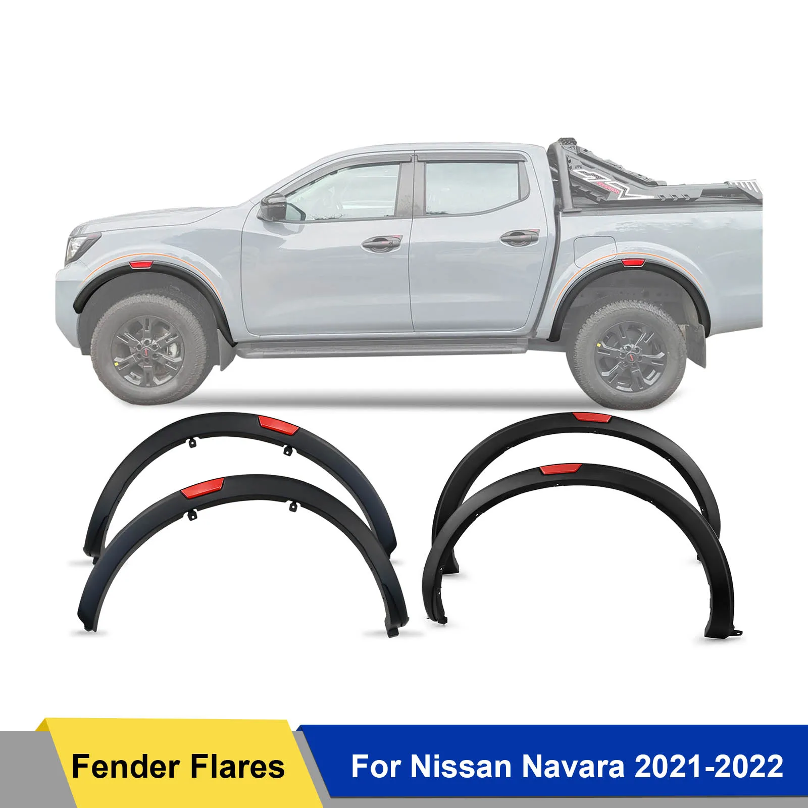 

3" Fender Flares For Nissan Navara Frontier 2021 2022 2023 Black Red Slim Wheel Arch Protector 4X4 Pickup Truck Car Styling