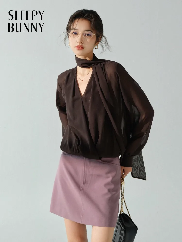 

Шифоновая блузка, женская элегантная блузка с длинным рукавом, облегающая свободная офисная рубашка, повседневная женская профессиональная одежда для осенней рабочей одежды