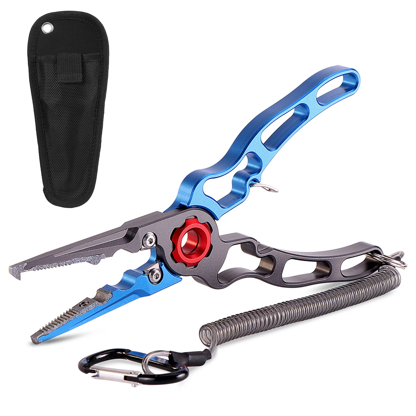 Aluminium Fishing Pliers Hook Remover Pliers Fish Holder Split Ring Tool Clip Clamp Line Cutters with Lanyard All for Fishing