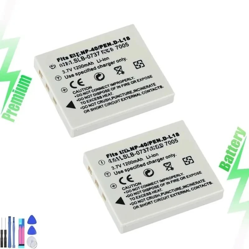 

2-Piece battery for D-Li8 NP-40 A10 A20 A30 A40 W20 W10 Digital Camera Battery