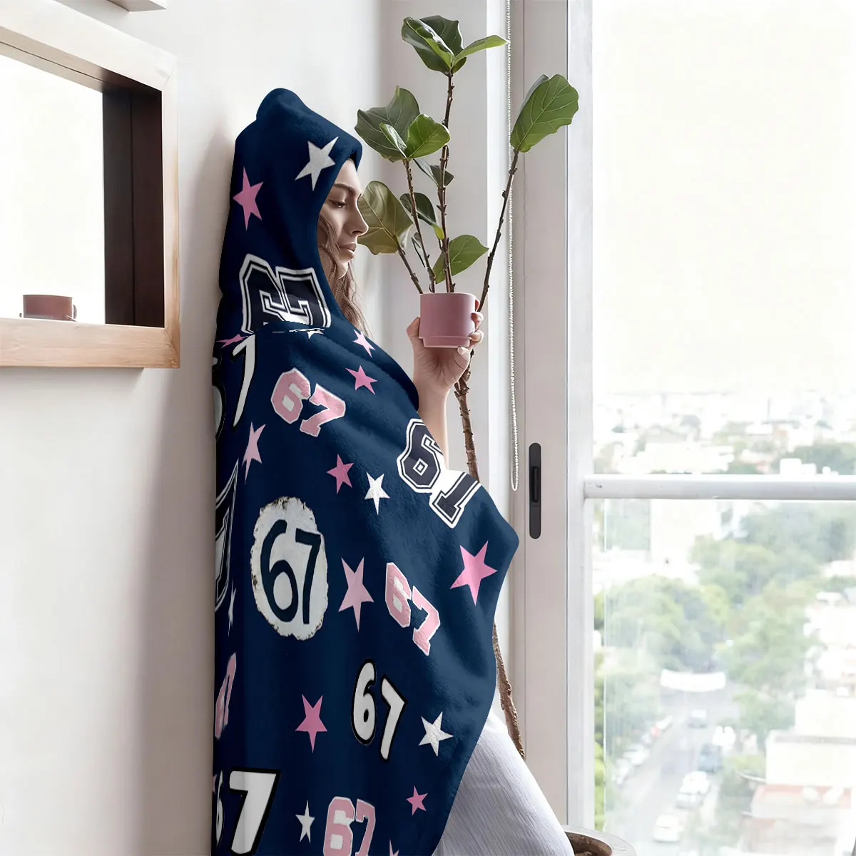 1 шт., фланелевое одеяло с капюшоном и шестью семи элементами, носимое одеяло-накидка, мягкое и теплое, одеяло разных размеров для сна и отдыха