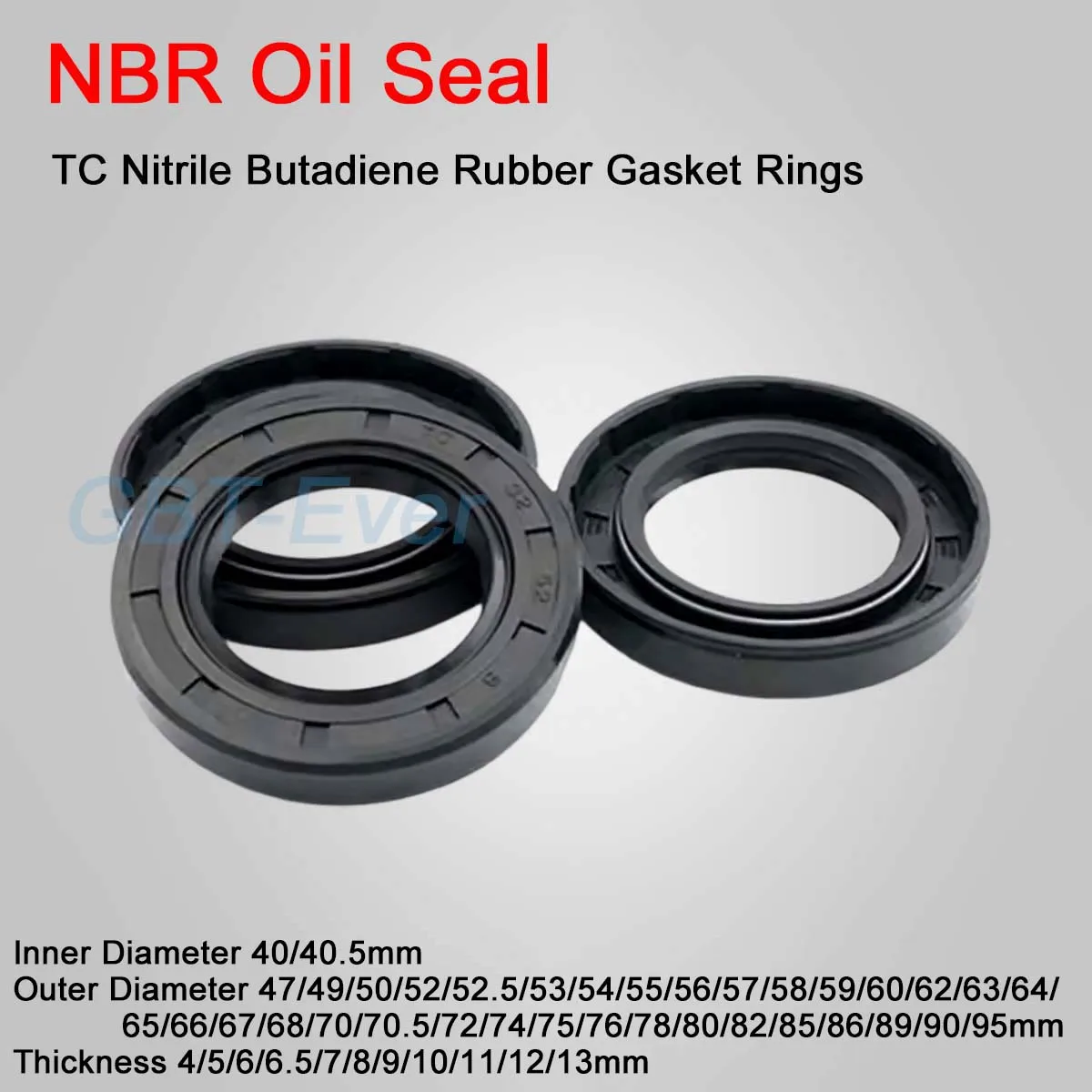 

NBR Framework Oil Seal ID 40/40.5mm TC Nitrile Butadiene Rubber Gasket Rings Cover Double Lip with SpringOD 47-95mm THK 4-13mm