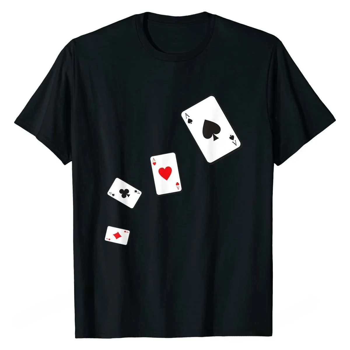 Aces Playing Cards Shirt, Poker Gambling Casino Game Gift Print Cotton Male Tees Printed On High Quality Tshirts