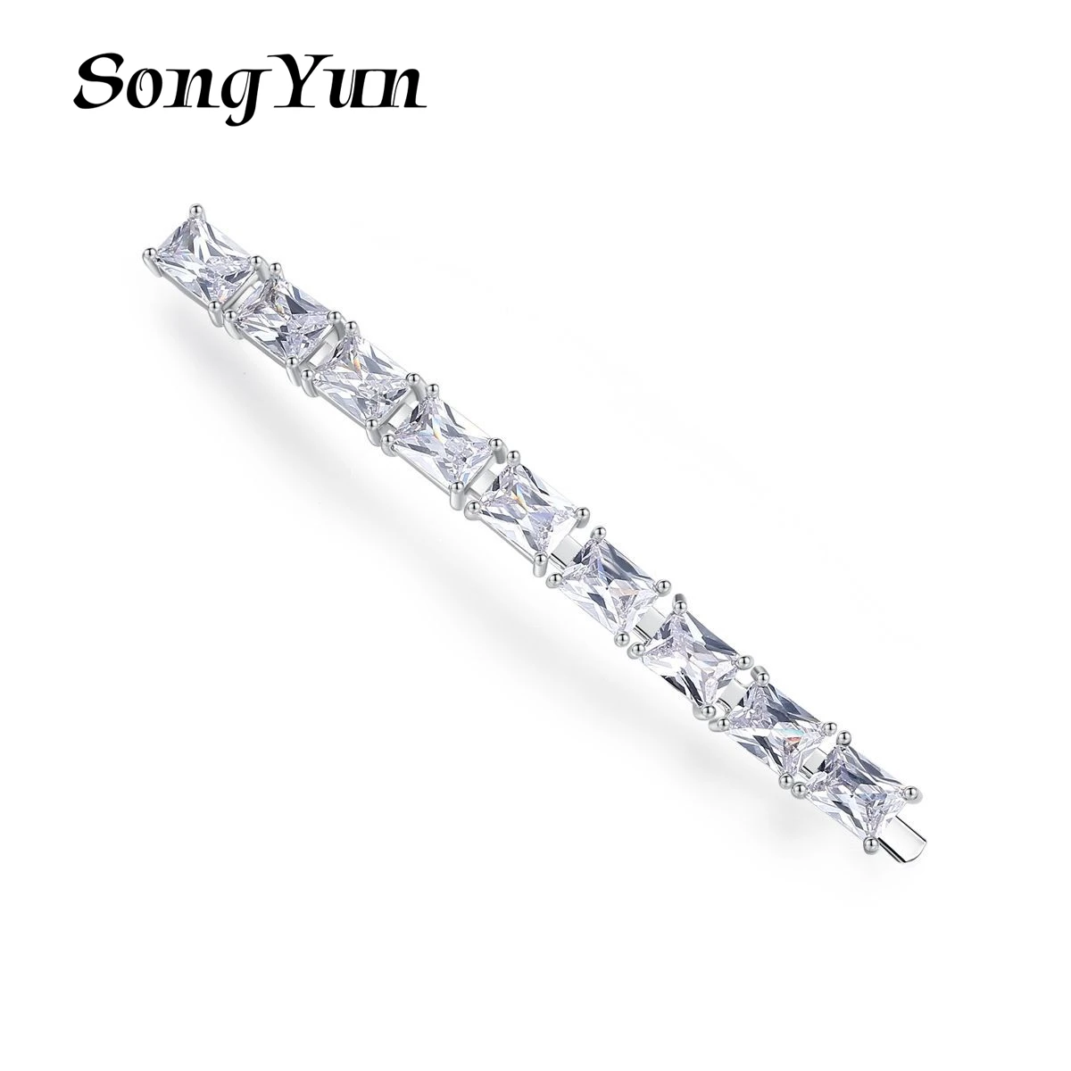 

SongYun Jewelry Manufacturer MHT Hairpins Square Zircon Row Diamond Women'S Word Edge Clip Hair Accessories