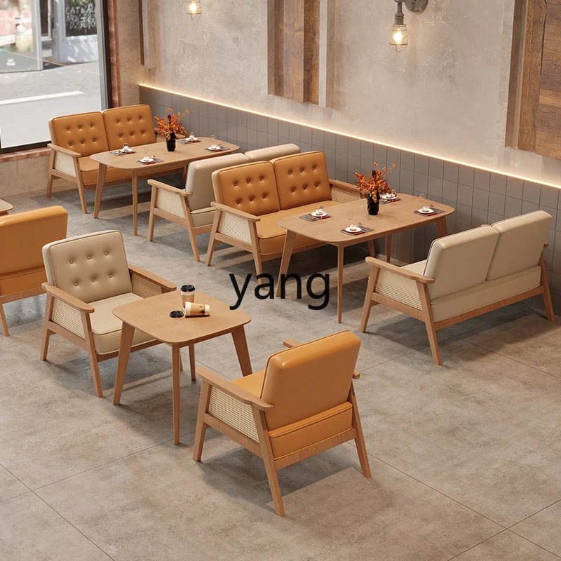 

LZR combination restaurant dessert shop commercial reception solid wood seat customization
