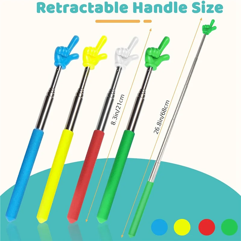 SB-8 pezzi puntatore per insegnanti puntatore telescopico puntatore a mano puntatore retrattile aiuto per la lettura delle dita per la lavagna di presentazione