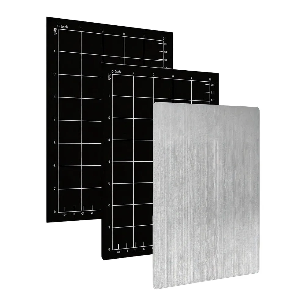 Magnetic Steel Cutting Mats for Die Cutting Machines 8.7inch x 6inch and 8.9inch x 6inch Stainless Steel with Rubber Mats