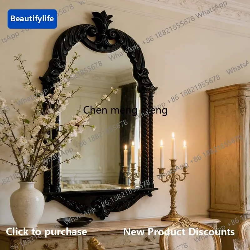 M183 French living room above fireplace decorative mirror American carved wall hanging cosmetic mirror bathroom mirror