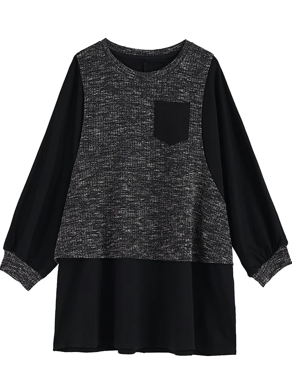 تي شيرت غير رسمي متوسط الطول مكون من قطعتين تي شيرت نسائي مقاس كبير فانوس Sve مستدير Ne فضفاض مناسب للتنقل الفني