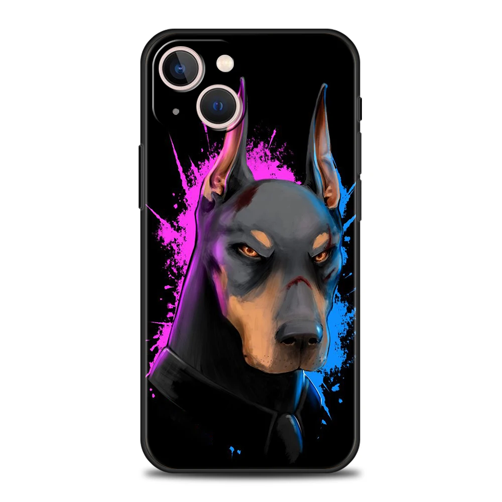 Doberman Dog Phone Case Cover for iPhone 16 15 14 13 12 Pro Max XR XS X 11 7 8 Plus Shockproof Silicone Soft Shell Capas Bags