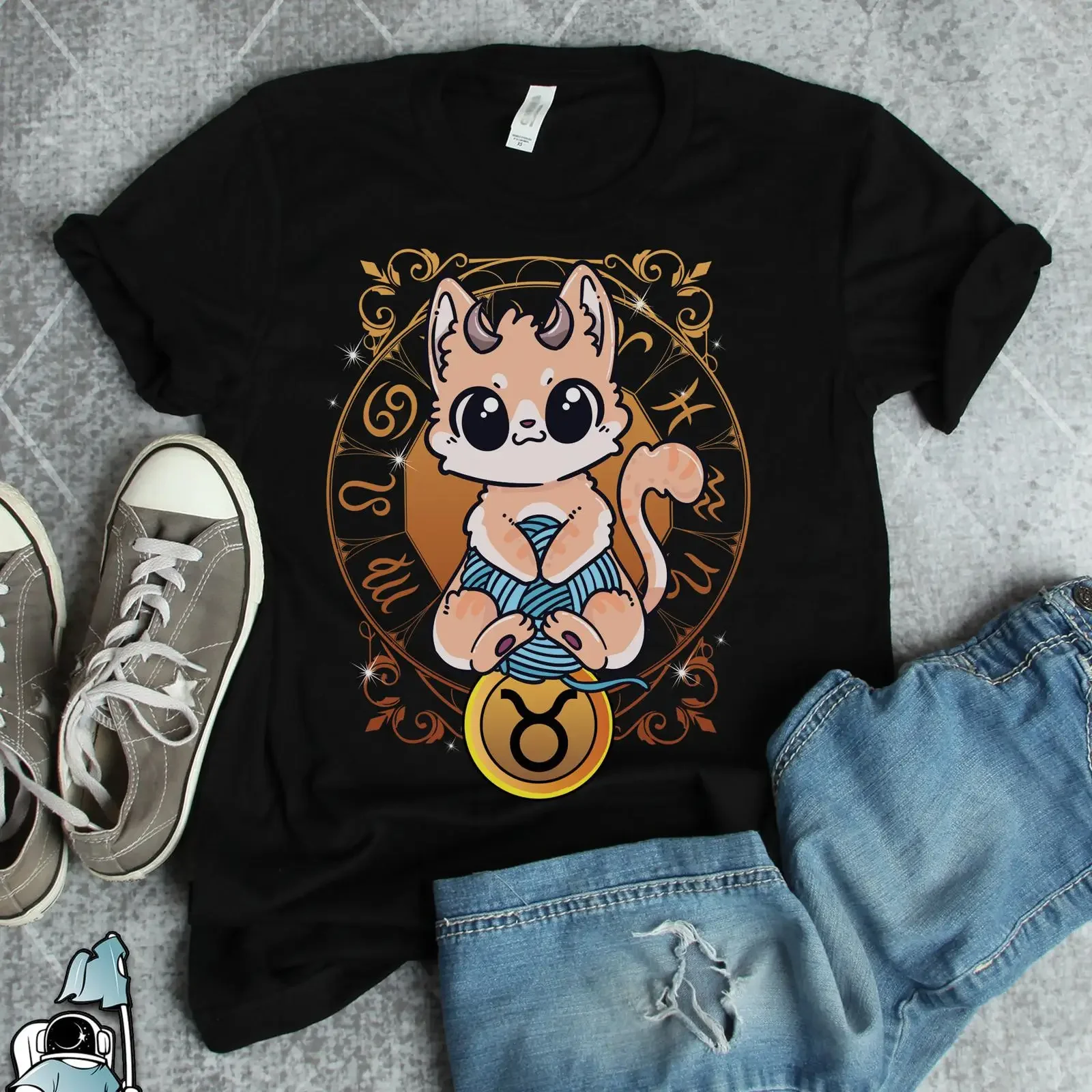 Taurus Cat Zodiac T Shirt s Astrology Horoscope Birthday vintage Washed graphic fashion Unisex Soft Comfortable homme Stretched