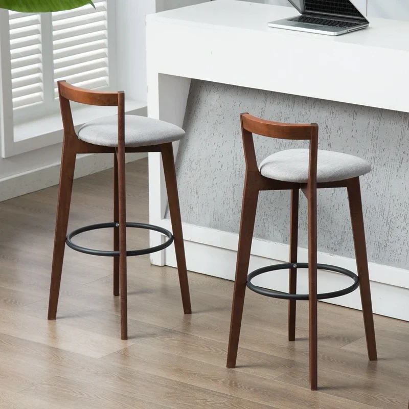 Bar chair Nordic solid wood modern minimalist creative bar stool new Chinese balcony home light luxury backrest high chair