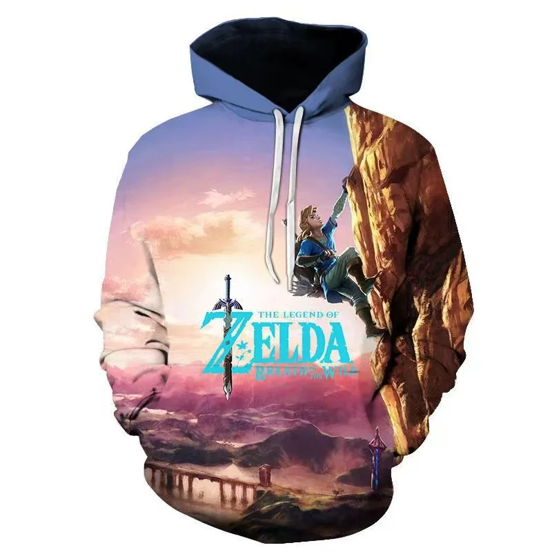 The Legend of Zelda, Breath of the Wild, Link's Heroes Server Series, Game Hooded Sweatshirt, Anime Printed Clothes for Boys