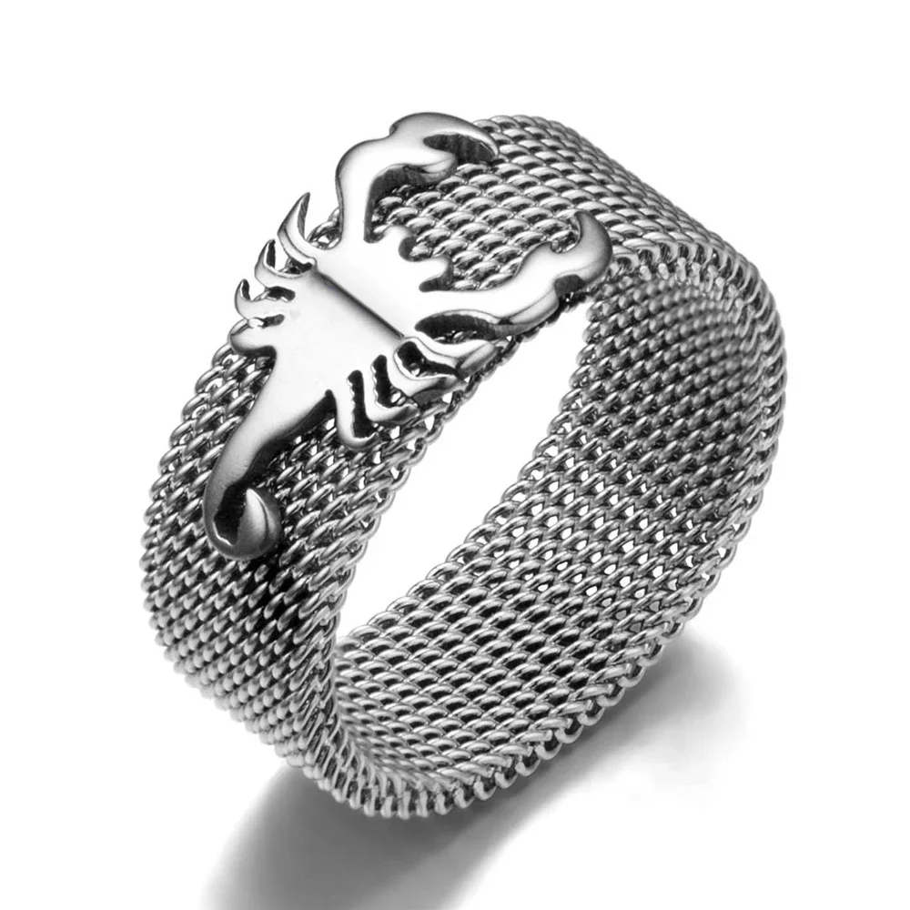 Loredana Stylish men noble 316L simple titanium steel 8mm width frosted scorpion ring for men exclusive creation