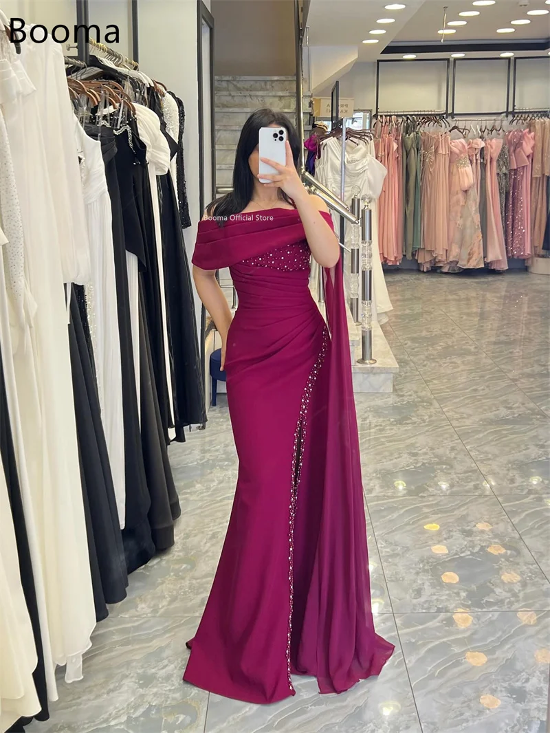 Booma sirena Simple cristal fuera del hombro vestidos de noche vestidos largos formales para mujeres elegantes vestidos de graduación por encargo 2025