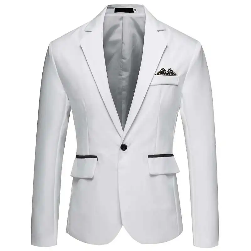 

Slim Fit Men's Suit Korean Sle Thin Casual Single Piece Jaet Student Busin Wind Long Sve round Hem Regular Length