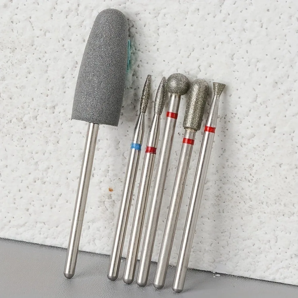 6 pz/set Lime per unghie con sabbia diamantata Trapano Strumenti per unghie Set manicure elettrico Testa di molatura per unghie per rimuovere l'acrilico