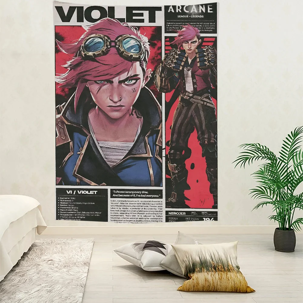 غامض 2 Vi Jinx Ekko نسيج ديكور غرفة قماش صوفي حفلة معلقة خلفية غرفة ديكور غرفة الطفل #4