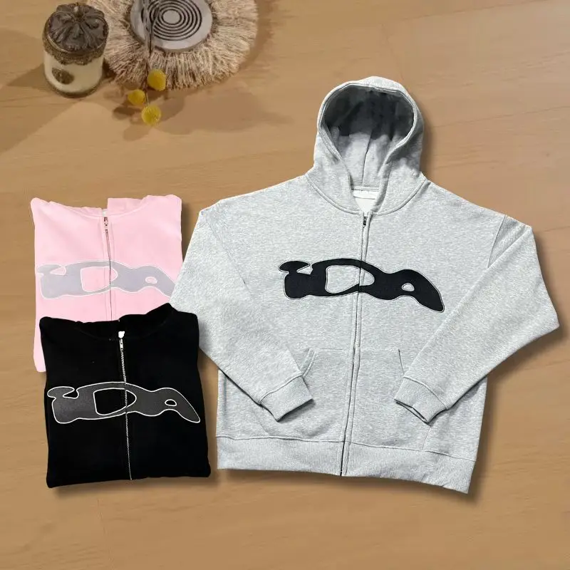 

Winter Fashion Street Ida Sply Jackets High Quality Embroidered Patchwork Logo Zipper Hoodies Casual Fleece Men Women Hoodys