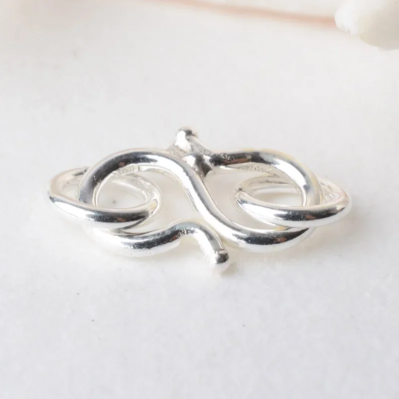 Solid 925 Sterling Silver S-shaped Clasp Hook with Closed Jump Ring, for Necklace / Bracelet Jewelry diy Components