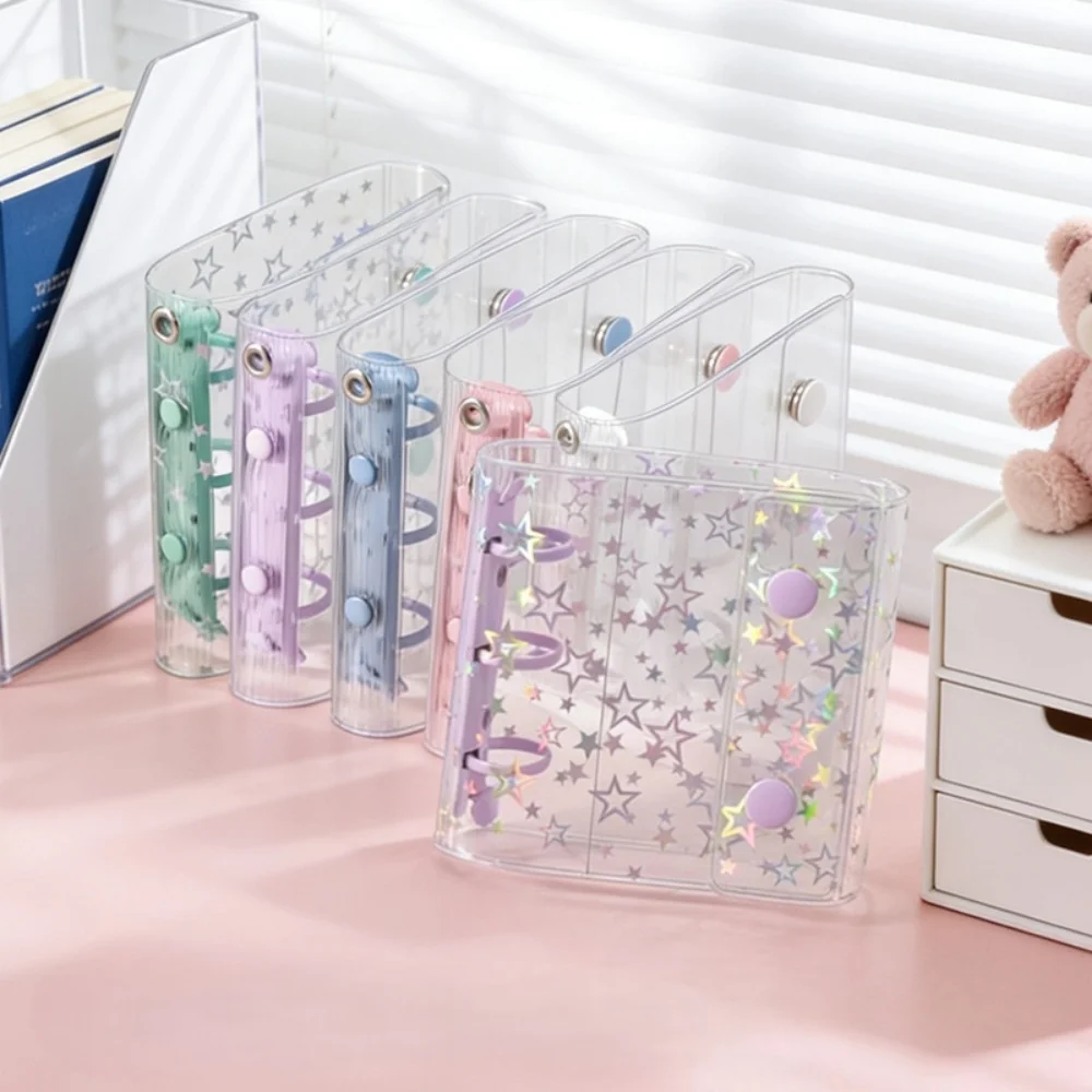 

1pc A8 Size Budget Binder Cover Clear Glitter PVC Binder Refillable Notebook for Photos Albums Organizer DIY Postcards Collect