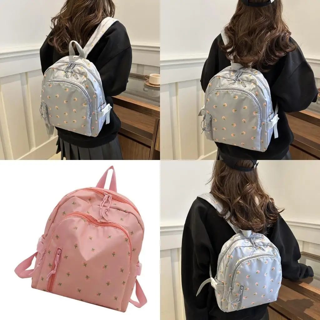 

X90D Элегантный рюкзак с цветочным принтом. Практичная школьная сумка из полиэстера с просторными отделениями для повседневного