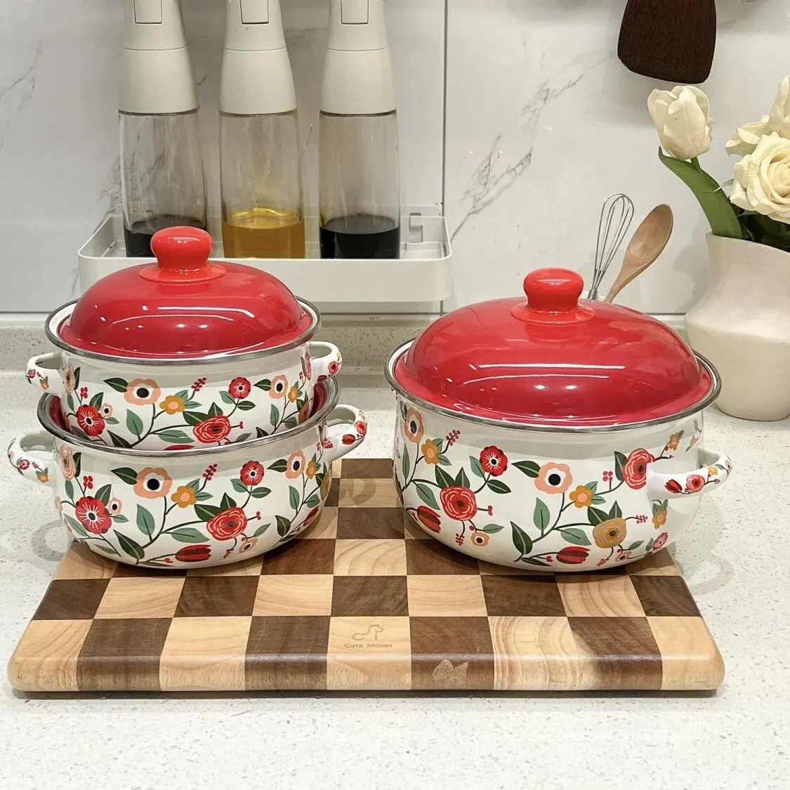 Утолщенная эмалированная кастрюля для домашней кухни, кастрюля для супа, кастрюля для детского питания, кастрюля для тушения