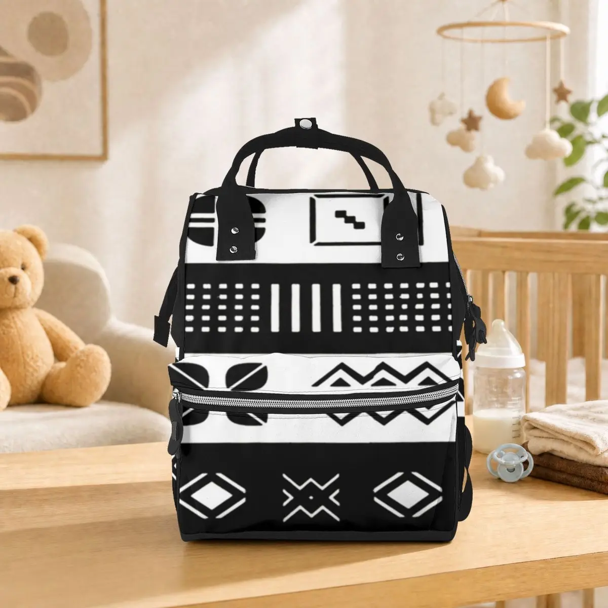 African Bogolan Mudcloth Pattern Student Backpack School Bag Hiking Travel Daypack for Men Women Bookbag Shoulder Bags