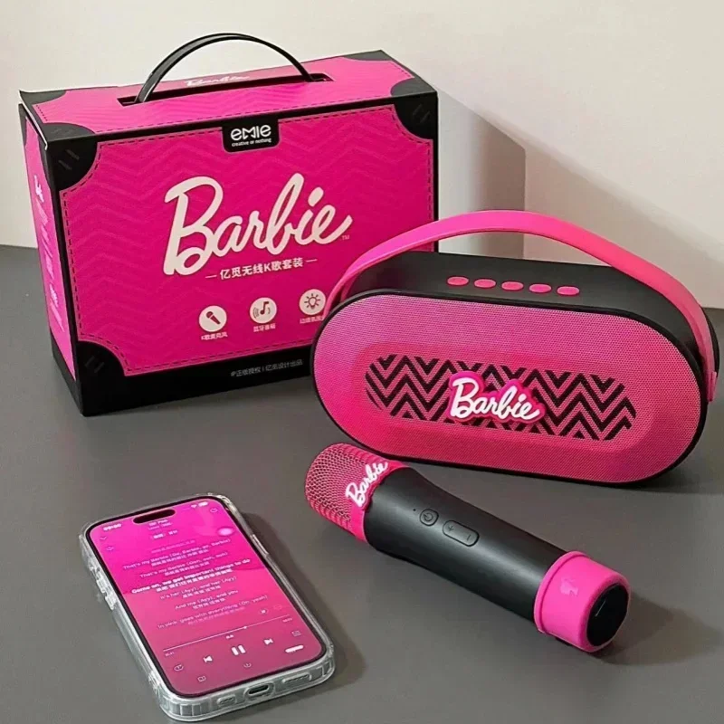 New Barbie Bluetooth Speaker Toy Children's Small Microphone Cute Cartoon Party Microphone Girl's Heart Birthday Gift