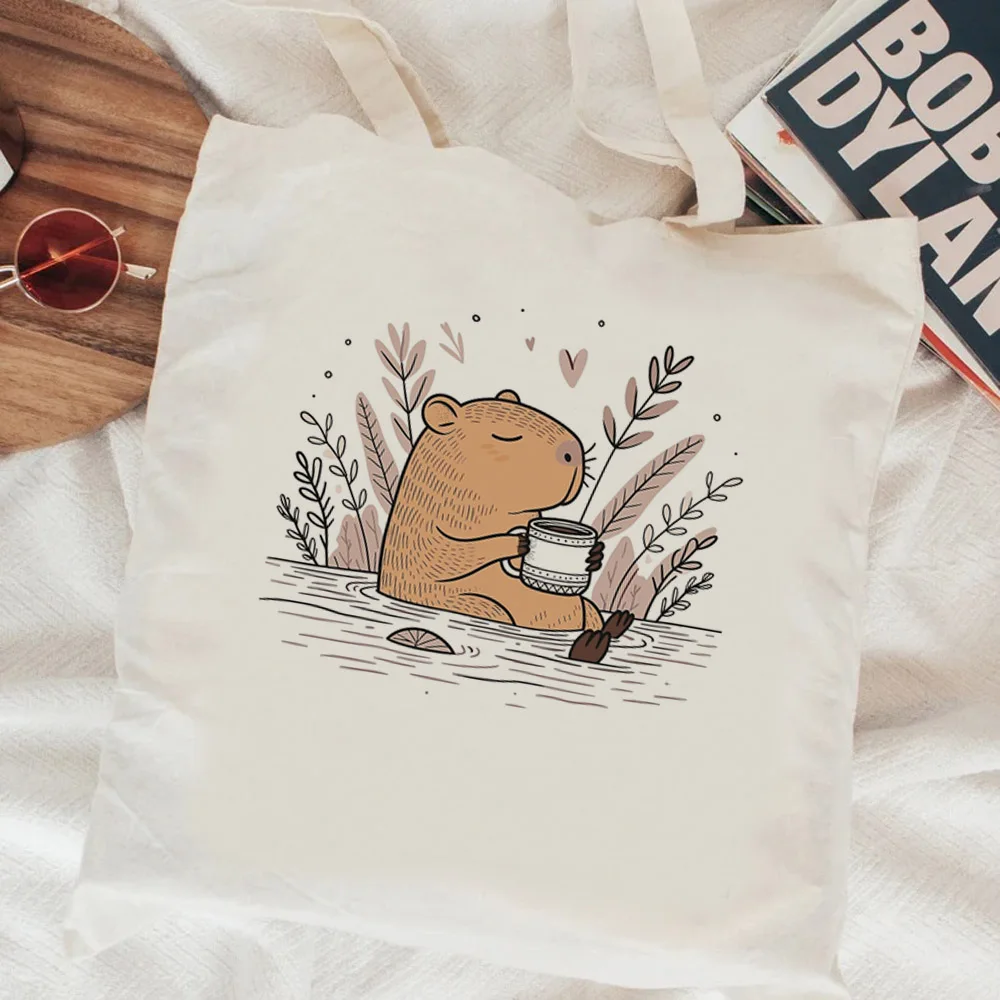 Capibara shopping bag jute bag eco grocery shopper cotton shopping bag fabric string woven jute cabas