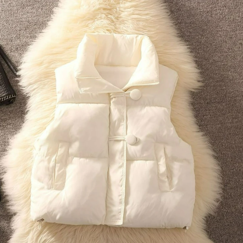 

Белый пуховик с хлопковой подкладкой, короткий жилет, весна-осень 2026, короткий жилет, короткий студенческий хлопковый жилет