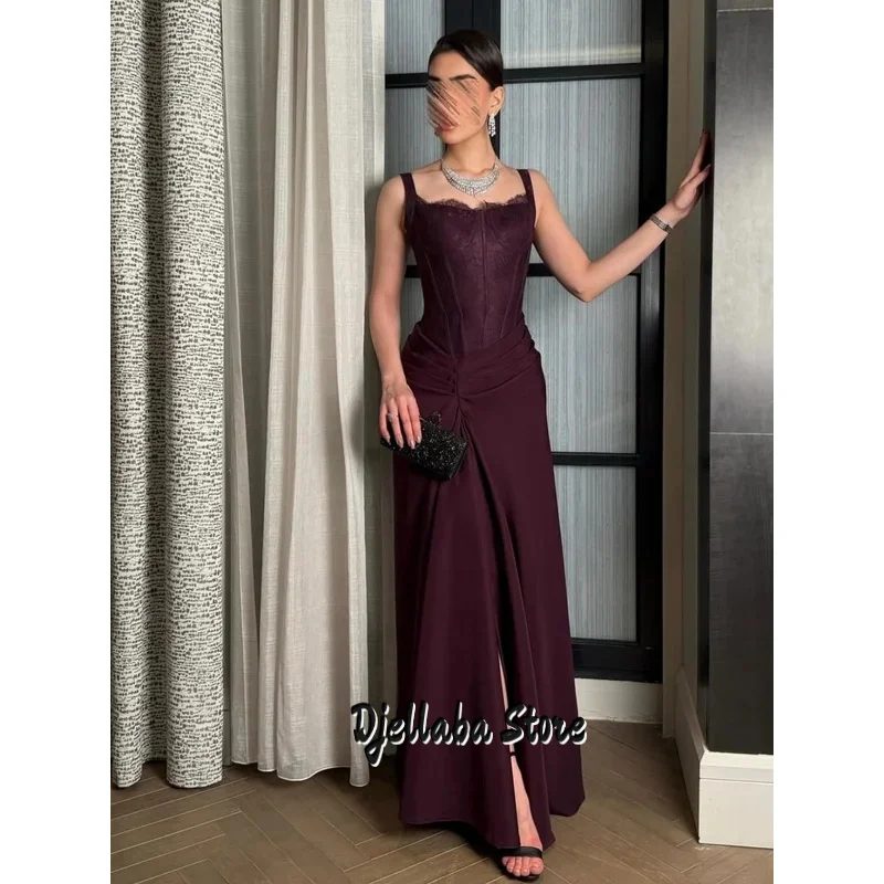 

Mermaid Sleeveless Prom Dresses Vestidos De Fiesta Strapless Pleated Lace Evening Dresses Party Dresses