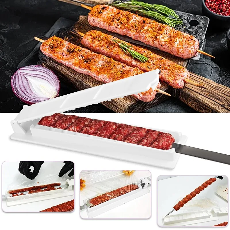 Quick BBQ Meat Skewer Machine Reusable Easy Kebab Press Mould Maker Kebab Making Tools for Barbecue Party and Outdoor