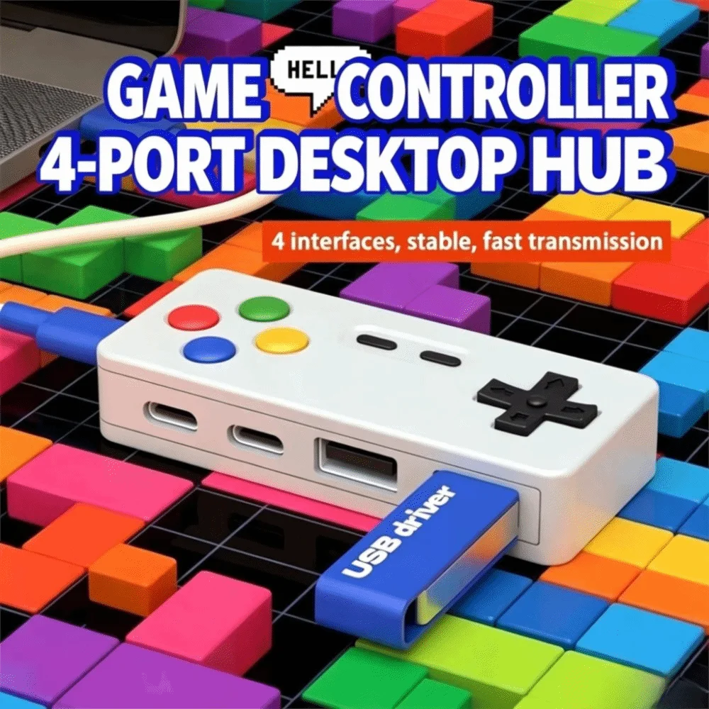 Creative Game Controller Game Controller USB Hub 4-In-1 Type-C USB Expander Portable Creative USB-C Adapter For Computer