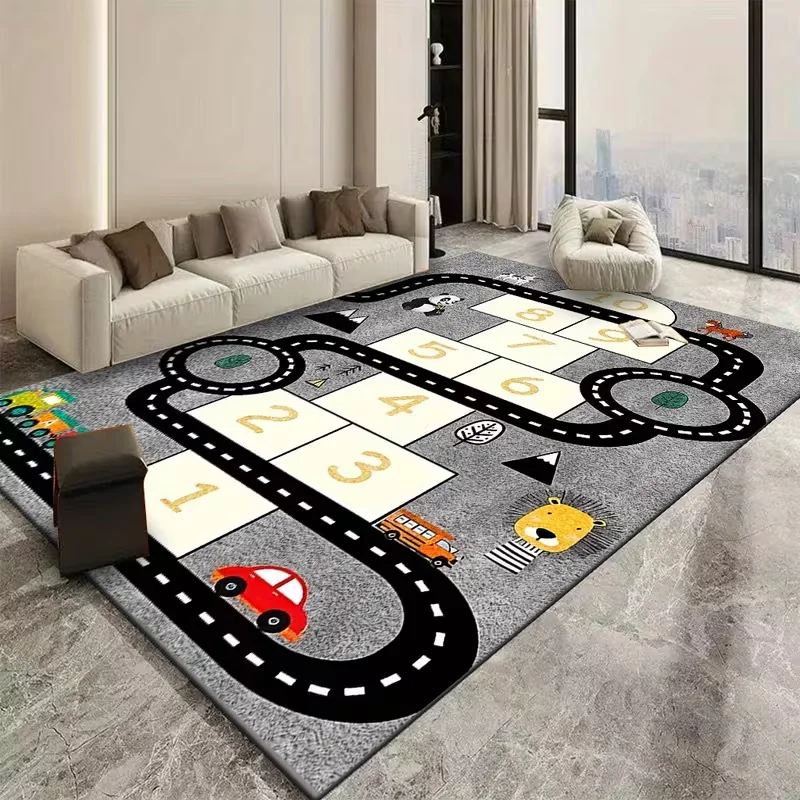 Urban Road Children's Carpet with Anti Slip Bottom Bedrooms Children's Rooms Game Rooms Classrooms Spring Decoration Gift Carpet