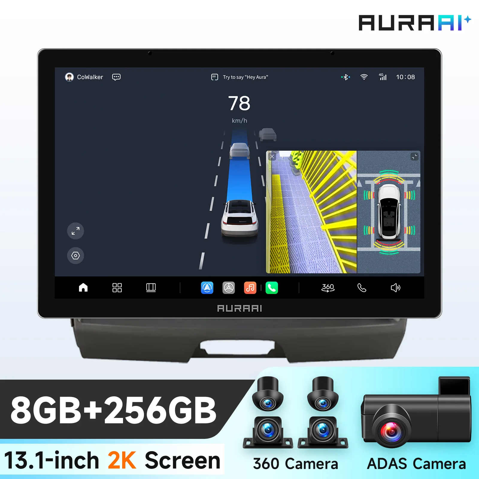 AURA AI 7870 2K Scherm 4G Carplay Android autoradio GPS voor KIA Sportage 3 2010-2016 Speler ADAS Camera Autoradio WIFI Stereo Video