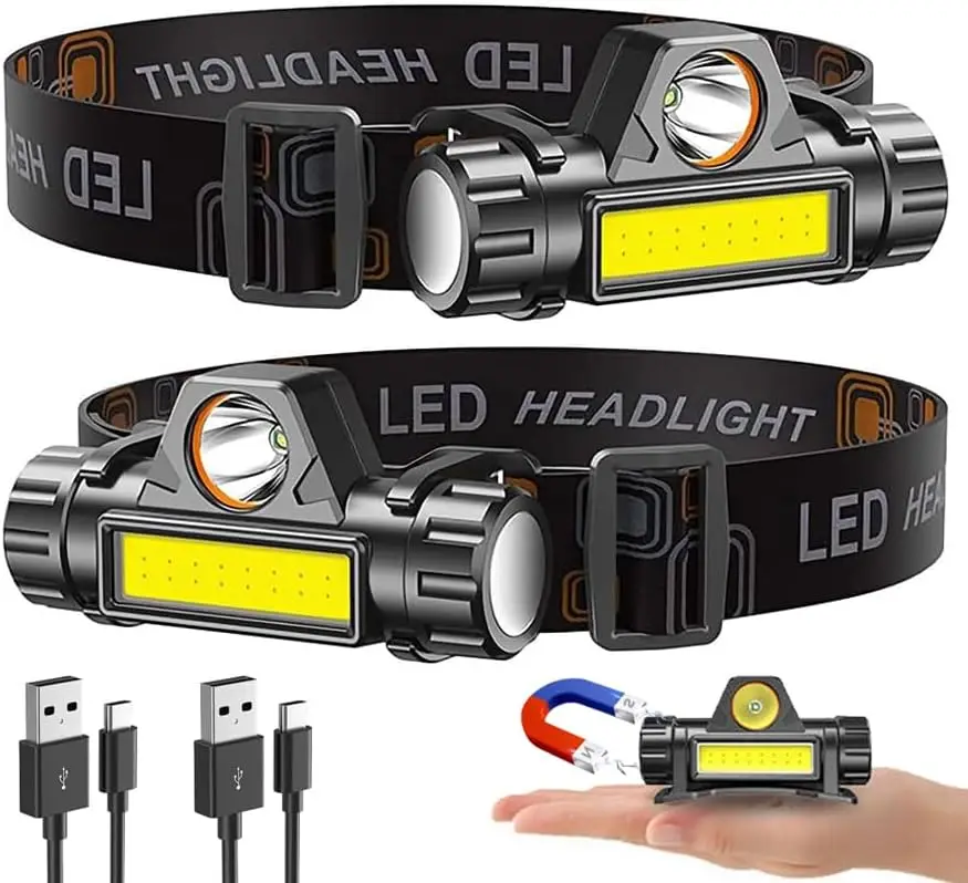 

Светодиодный налобный фонарь, яркий светодиодный фонарик, перезаряжаемая фара с магнитом, водонепроницаемый налобный фонарь, для кемпинга, бега, рыбалки