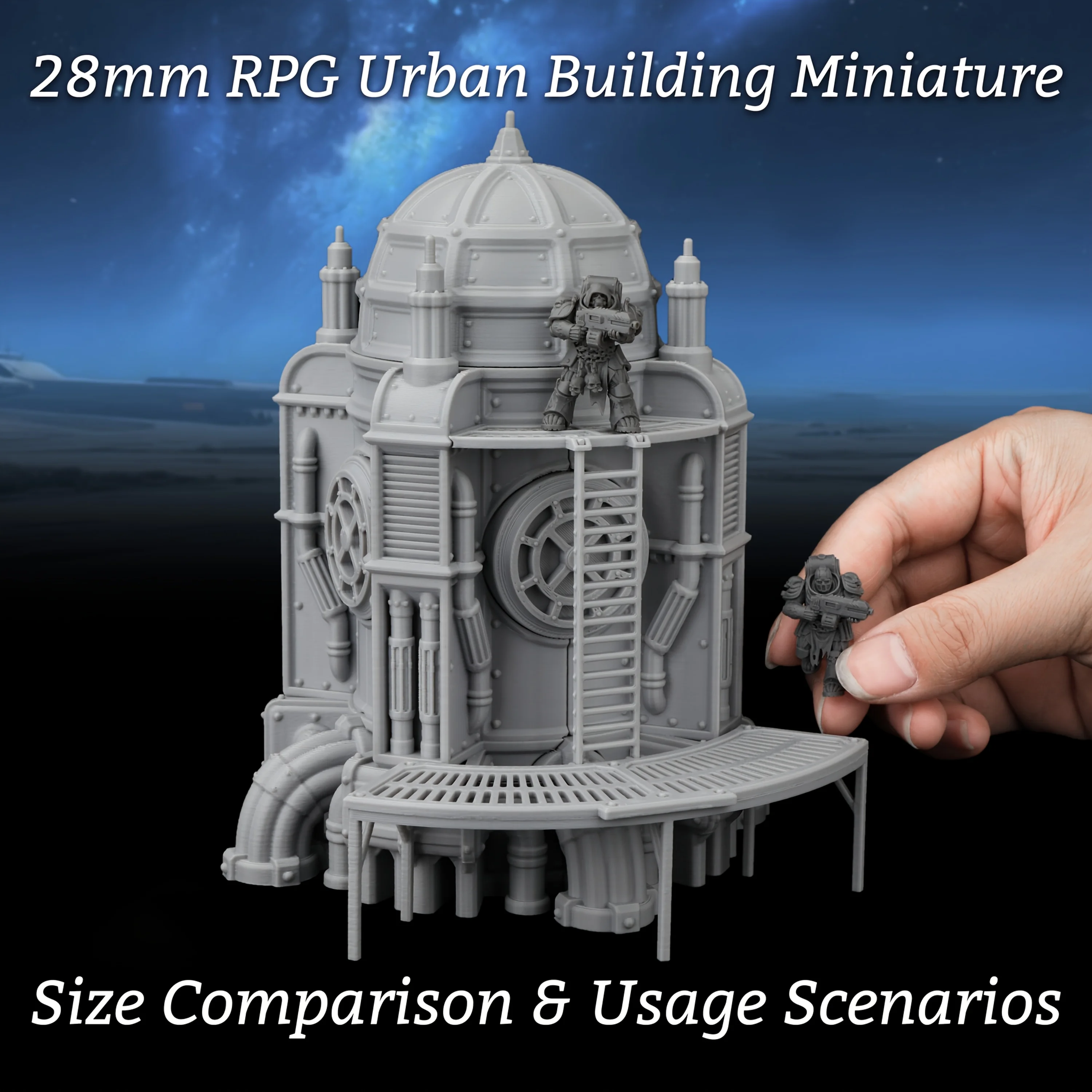 Terreno Urbano Futurista de Ciencia Ficción en Miniatura para Juegos de Rol de Mesa - Estructura de Torre Cúpula para Escenarios de Ciencia Ficción