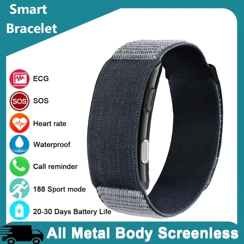 VITRO NO pantalla pulsera inteligente ligera ECG SOS ritmo cardíaco presión arterial deportes Fitness impermeable reloj inteligente sin pantalla