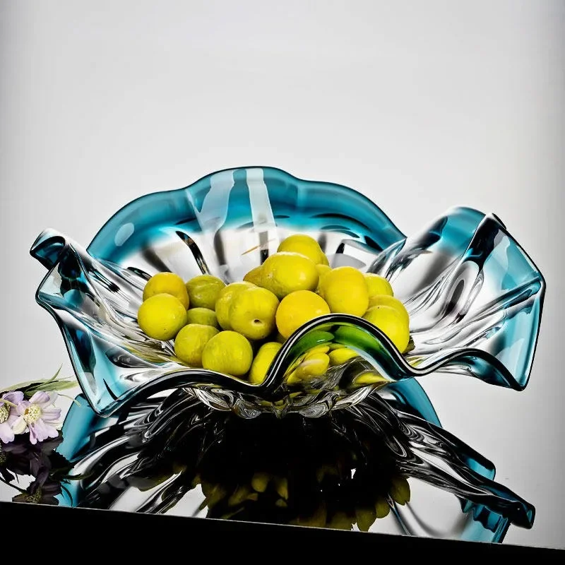High-end light luxury, high-value glass fruit plate, artistic fruit plate, crystal glass, high-end home living room decoration