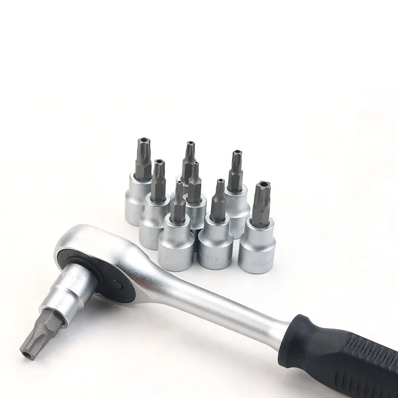 1PCS Torx T10-T50 Star Pentalobe Screwdriver Bit Socket Set 3/8 Inch Drive Socket Car Hand Tools Repair Kit Cr-V Steel Bits