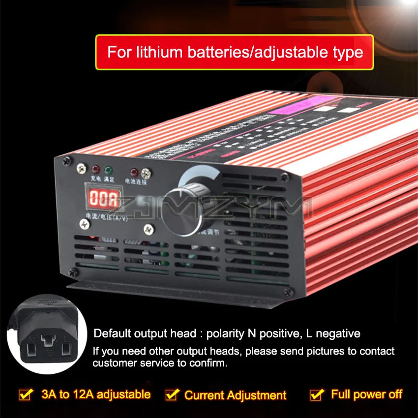 72V 60V 48V Li-ion LiPo 48V Lifepo4 Lithium Battery Charger Curren Adjust 12A Fast Charge 13S 14S 16S 17S 18S 20S 21S 24S