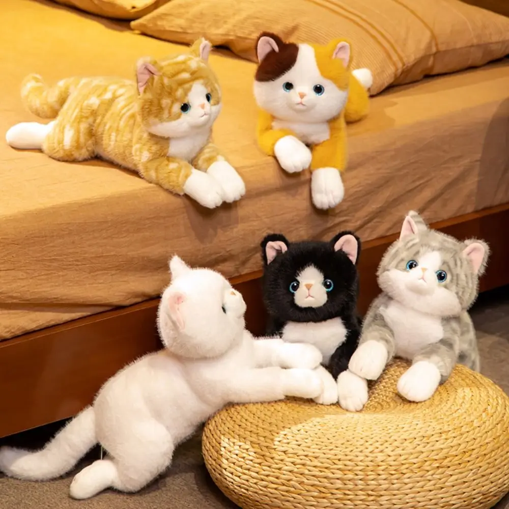 

Cuddly Kitten Plush Toys Lying Prone Lovely Imitation Lying Cat Plush Toys Soft Texture Cute Lifelike Cat Doll Gift Giving