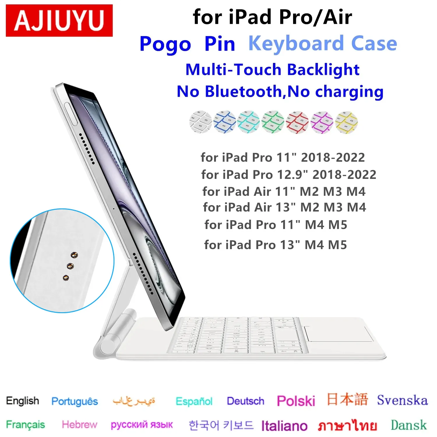 Smart Pogo Pin Magic Keyboard for iPad Air 11 inch M4 M3 M2 Pro 11 13 M5 M4 12.9 6th 5th 4th 10.9 Smart Case Direct Connection
