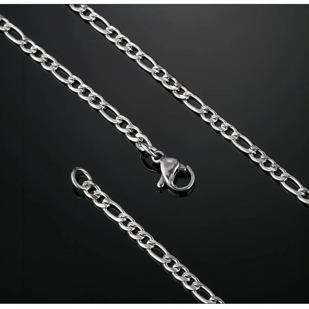 3mm NK Edelstahl-Kettenhalskette Hip-Hop Figaro Herrenhalskette Mode-Kettenschmuck Accessoires – Detail 6