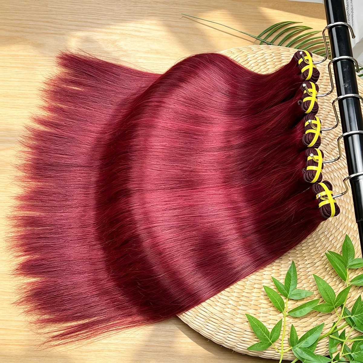 30 Zoll 99J Burgunderrote, glatte Echthaar-Bündel, weinrot, 100 % vietnamesisches, unbehandeltes Haar, gefärbtes Haar zum Einweben für schwarze Frauen. – Detail 1