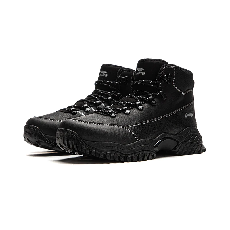 Li-Ning للجنسين LN CONQUEROR LITE أحذية نمط الحياة الصوف شتاء دافئ منتصف أعلى حذاء كاجوال بطانة أحذية رياضية عاكسة AGCV393 #5
