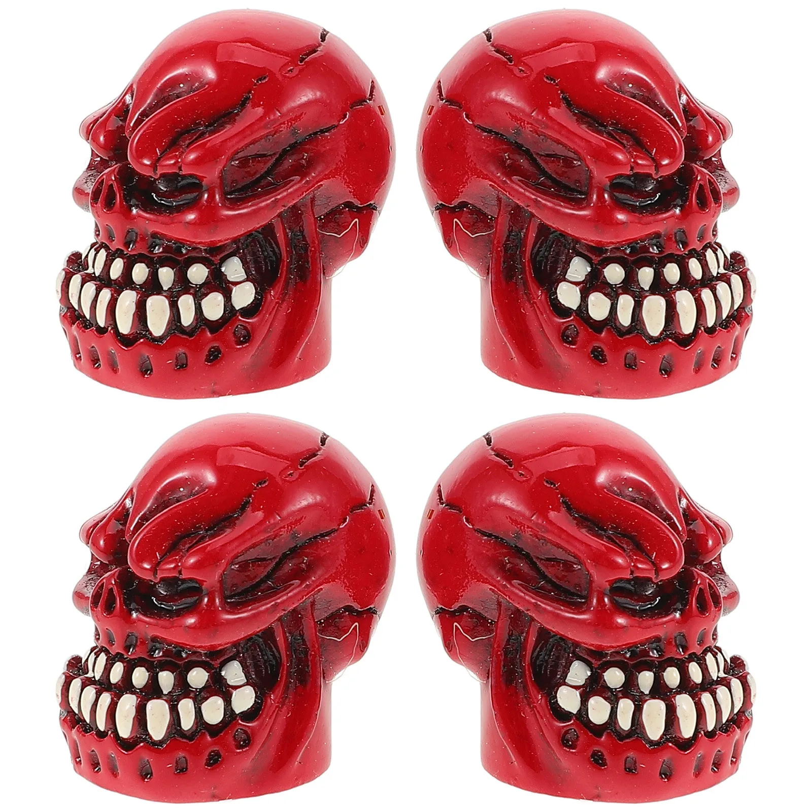 4개입 해골 타이어 밸브 스템 캡 레진 소재 스타일리시하고 오래가는 범용 자동차 오토바이용 설치 간편 밸브 스템 캡